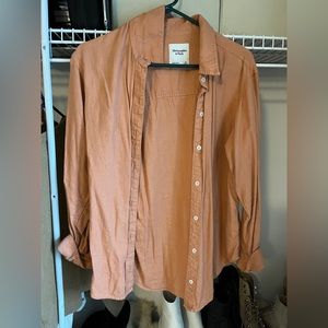 Abercrombie & Fitch oversized linen blend button-down